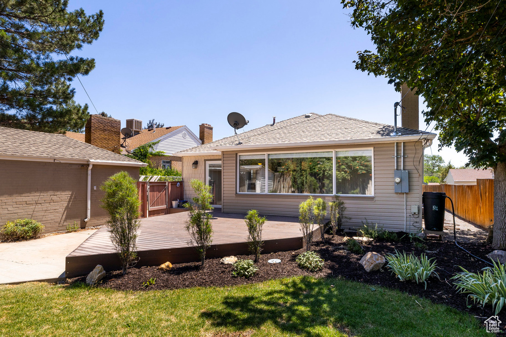 View of front of home with a deck