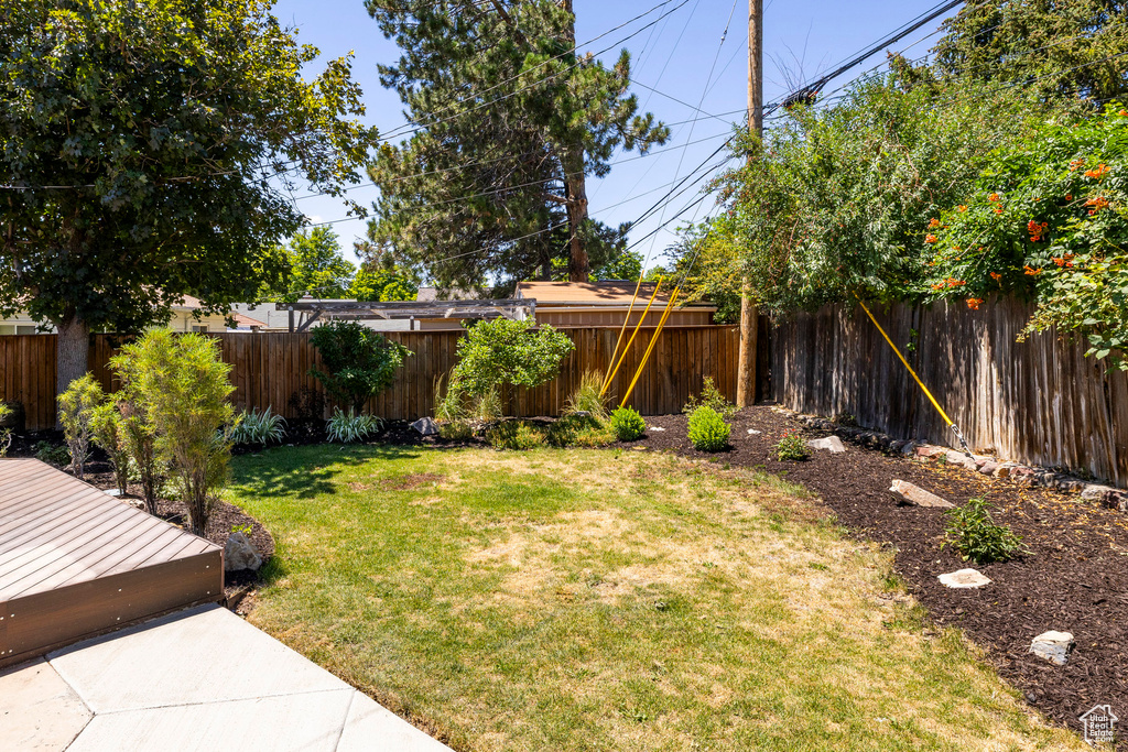 View of fenced backyard