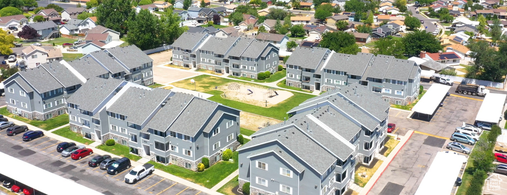 Aerial perspective of suburban area