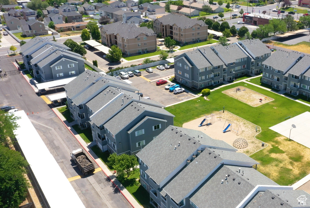 Aerial perspective of suburban area