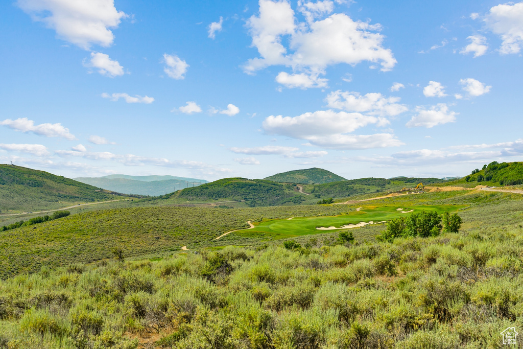 Mountain view with a golf course
