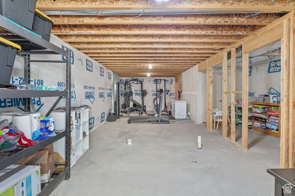 View of unfinished basement
