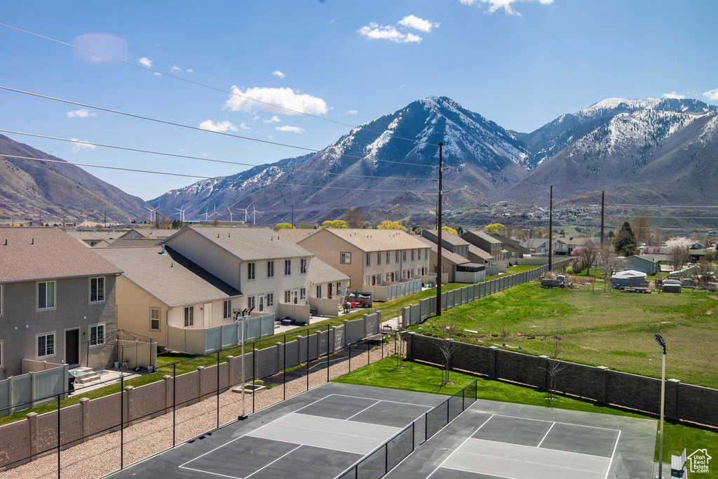View of mountain backdrop with nearby suburban area
