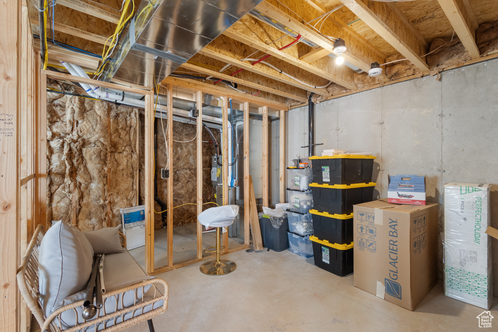 View of unfinished basement