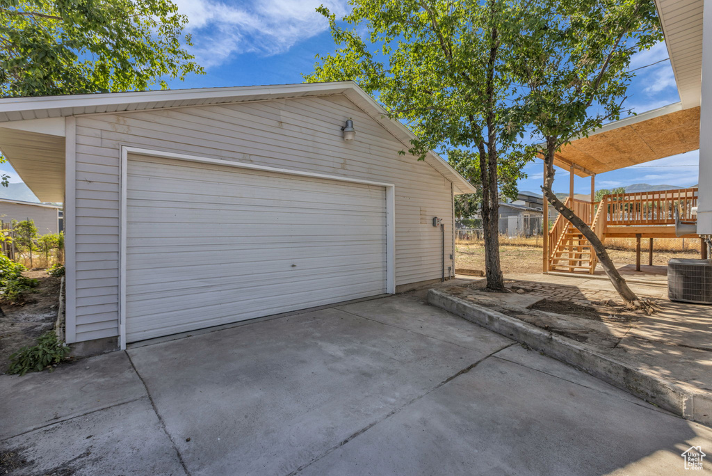 View of detached garage