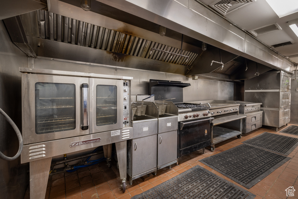 Kitchen with tile patterned flooring