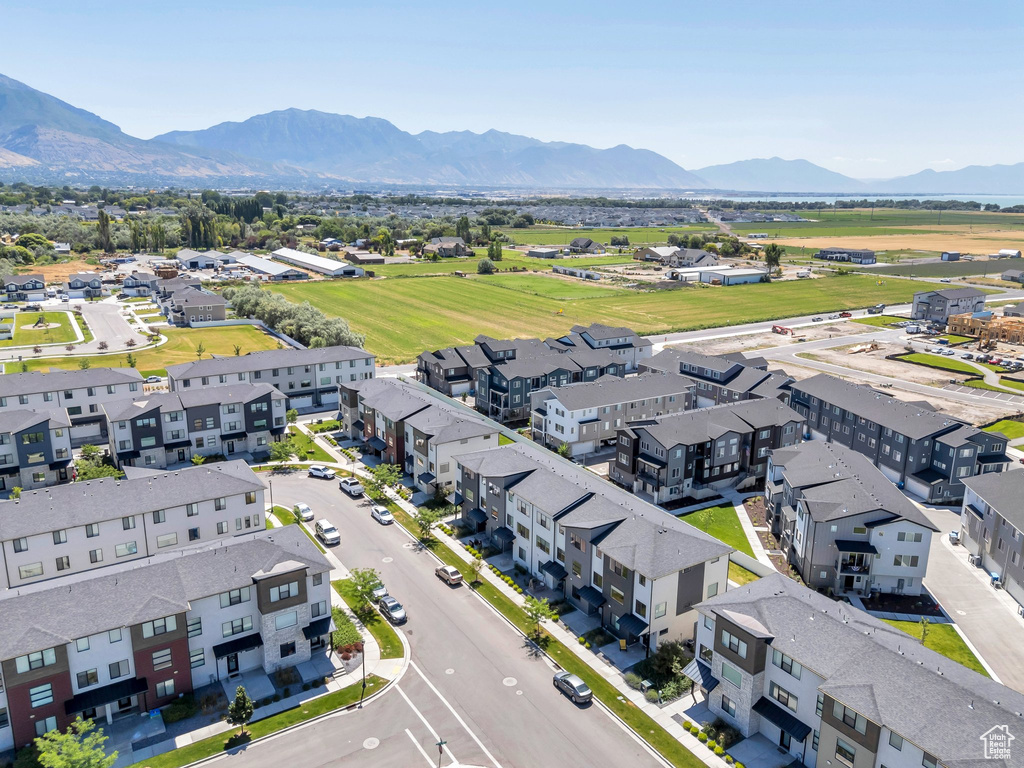Aerial view of a mountainous background