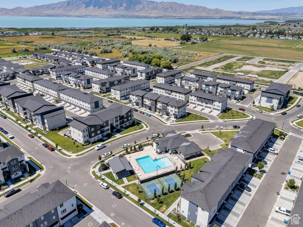 Drone / aerial view of a water and mountain view