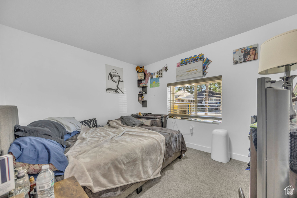 Bedroom with carpet and baseboards
