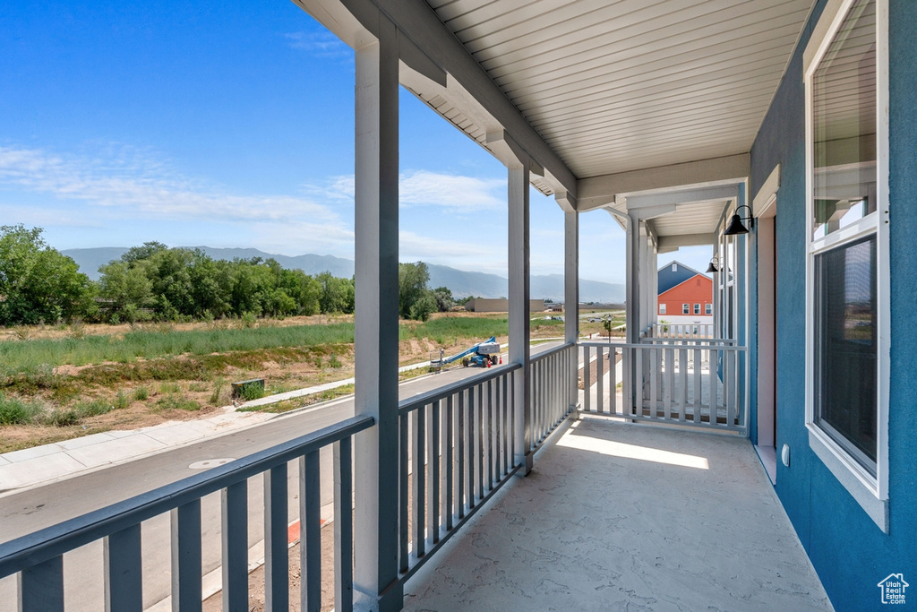 Balcony with a mountain view