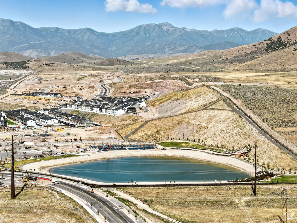 Drone / aerial view of a water and mountain view