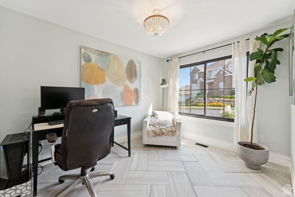 Office space with baseboards