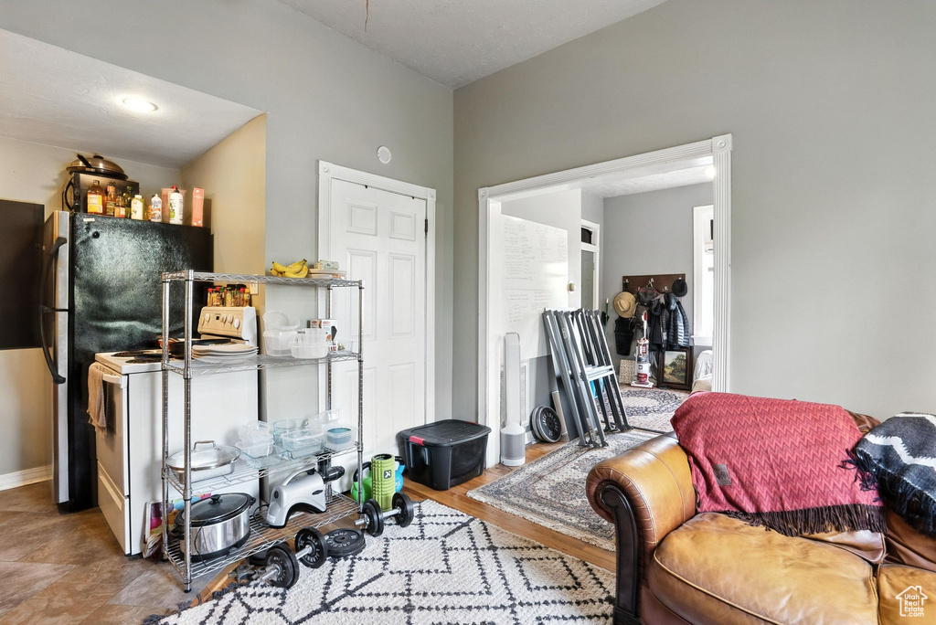 Living room featuring washer / clothes dryer