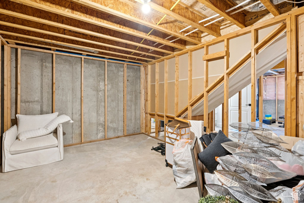 View of unfinished basement