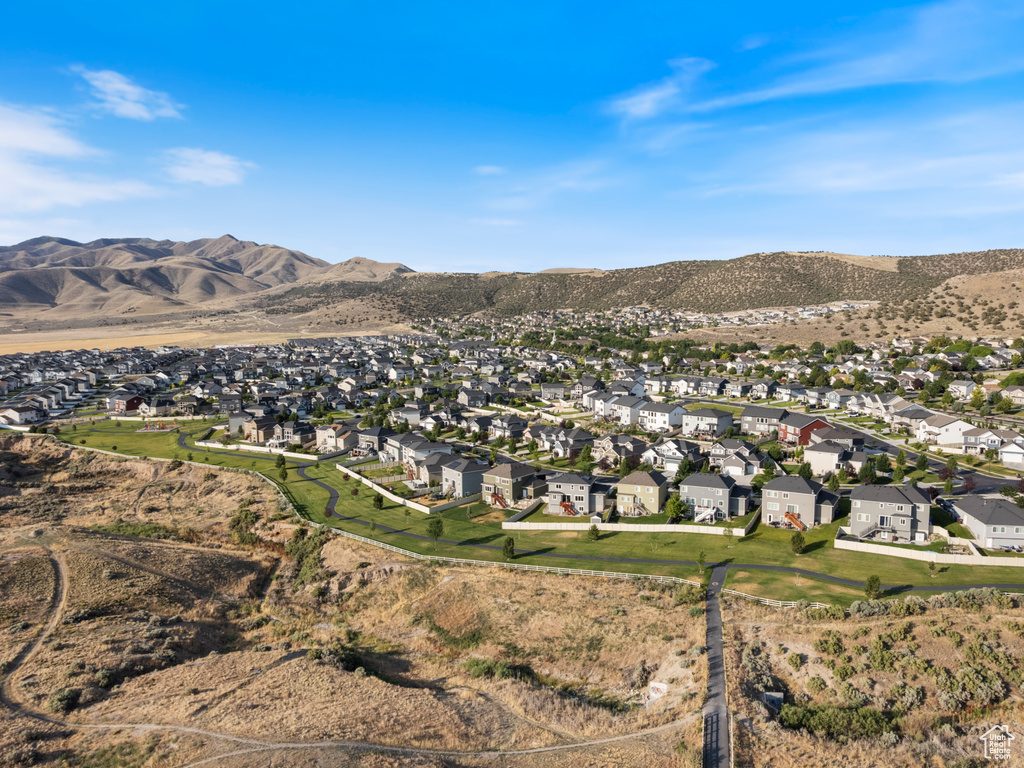 View of mountain background with nearby suburban area