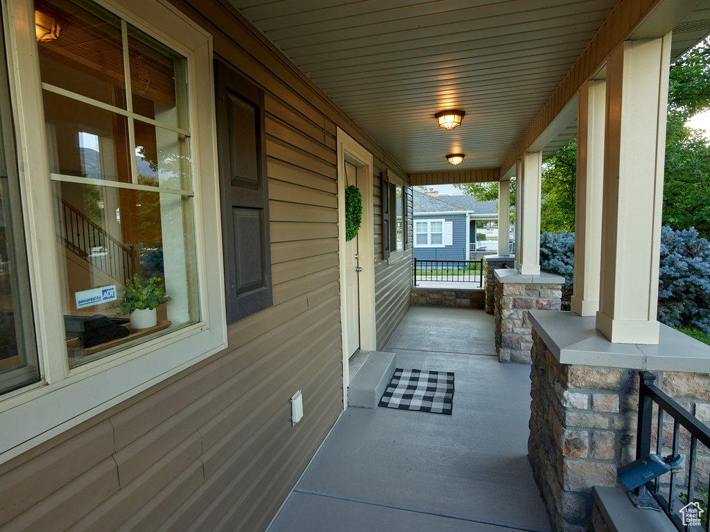 View of covered porch