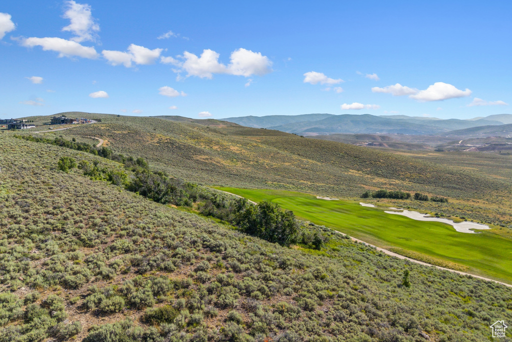 Mountain view with a golf course
