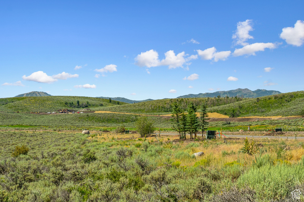 View of mountain background with rural landscape
