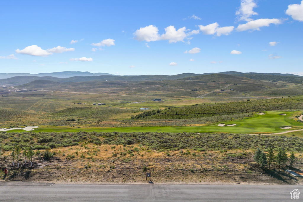 Mountain view with a golf course