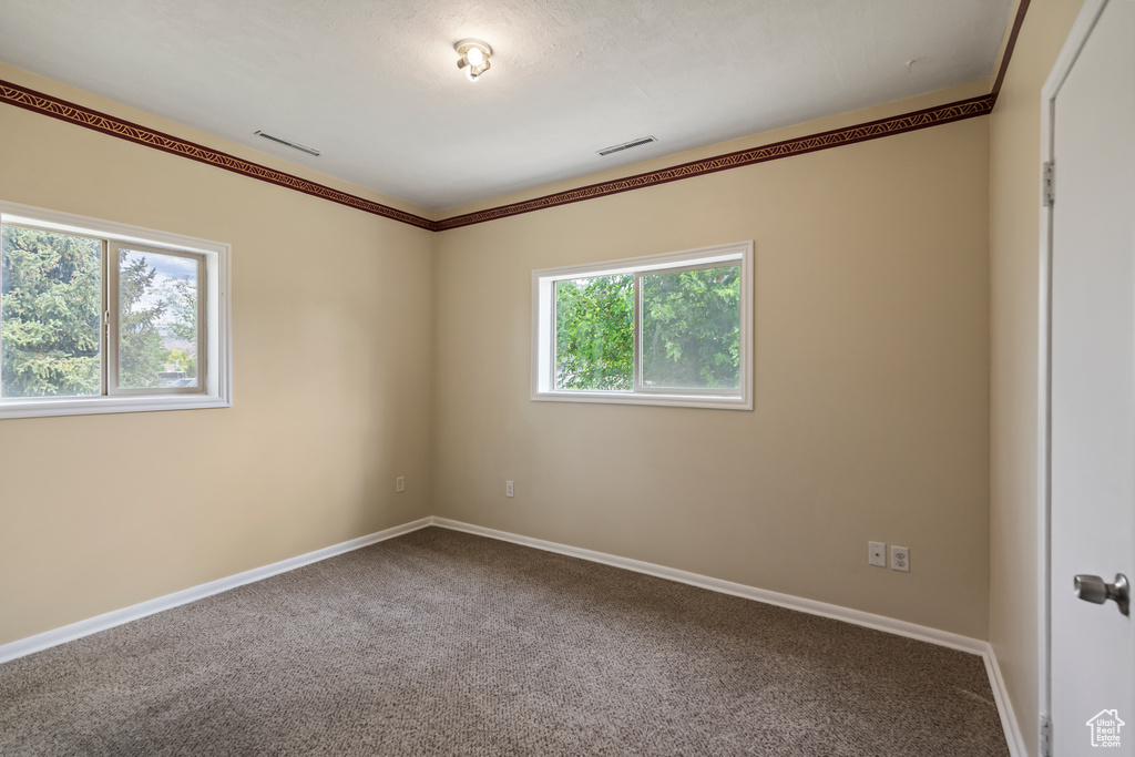 Spare room featuring carpet