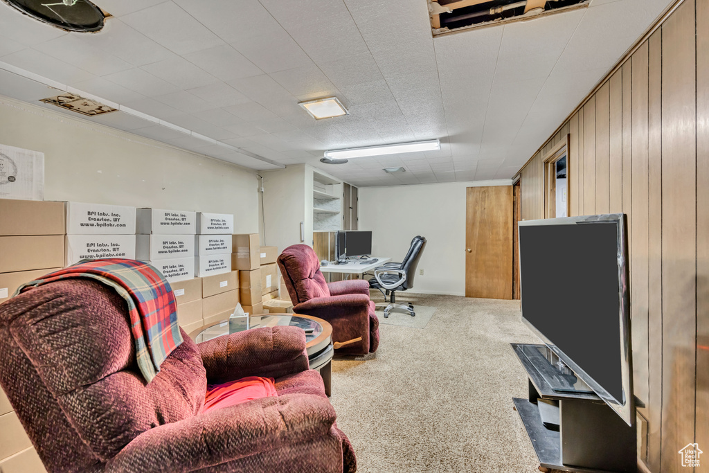 Home office with carpet floors