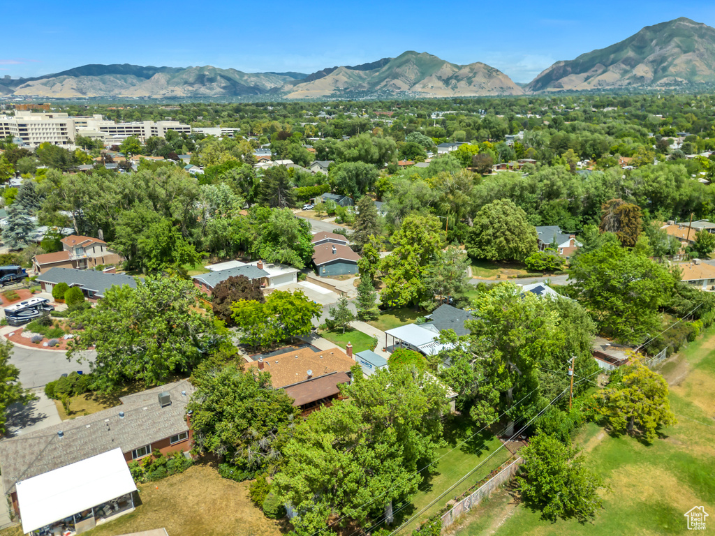 Aerial view of a mountainous background