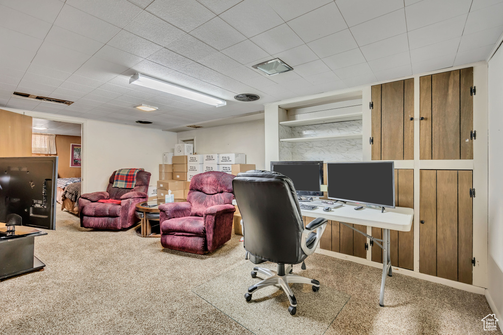 Office space with carpet floors