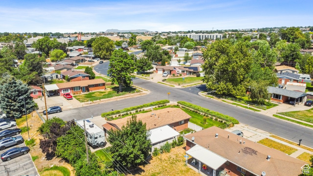 Aerial perspective of suburban area