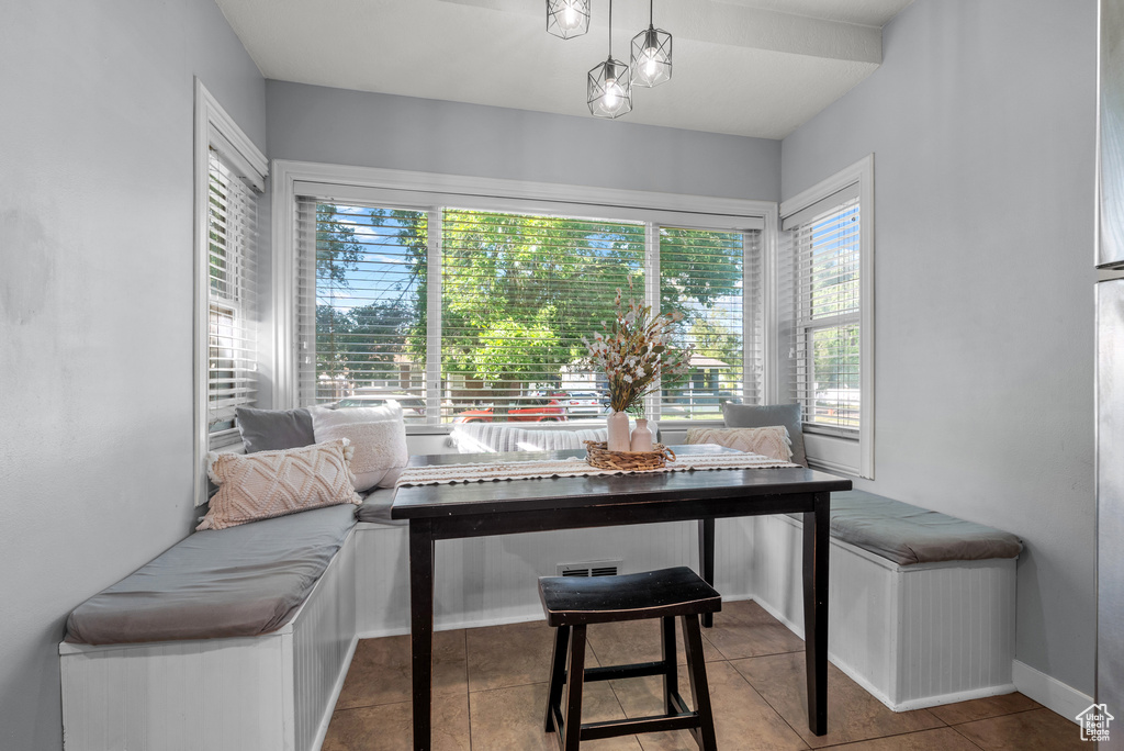 View of tiled dining space
