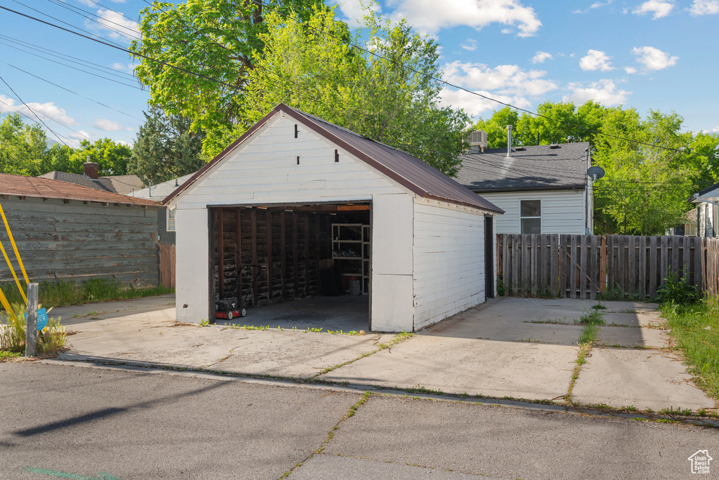 View of detached garage