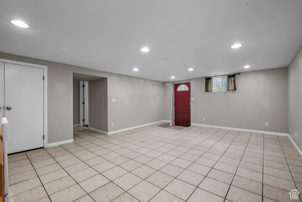 Below grade area with recessed lighting
