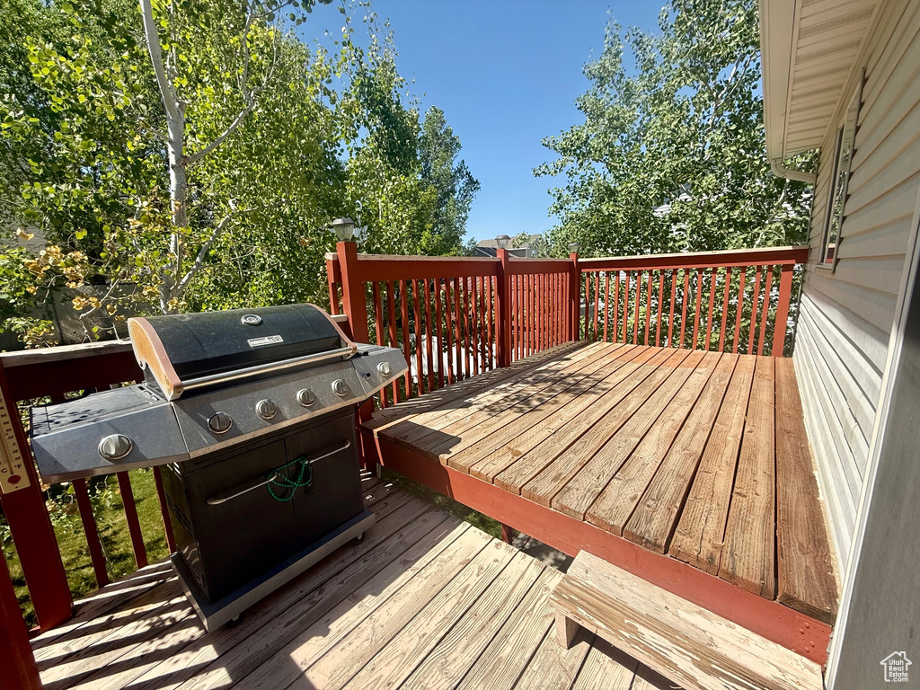 Wooden deck with grilling area