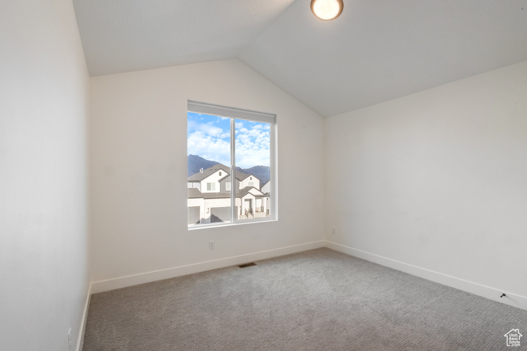 Bonus room with lofted ceiling and carpet floors