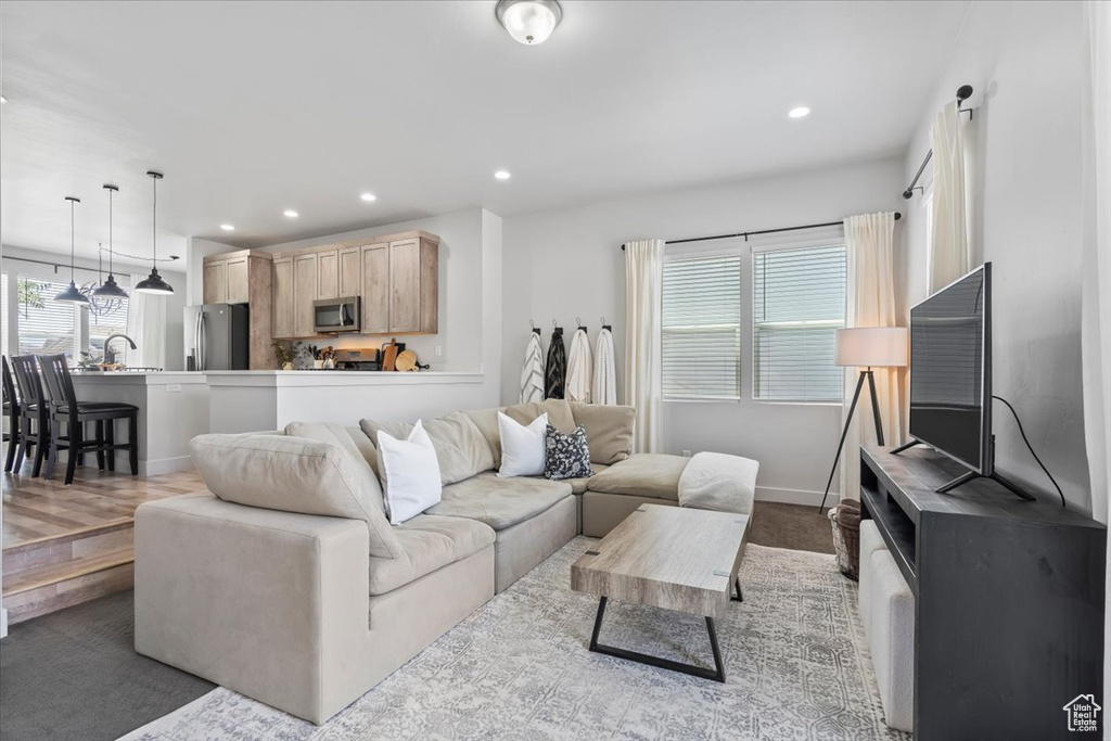 Living area with recessed lighting