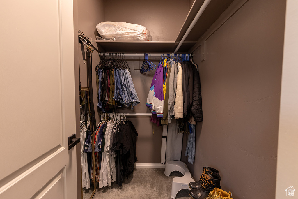 Walk in closet featuring carpet flooring