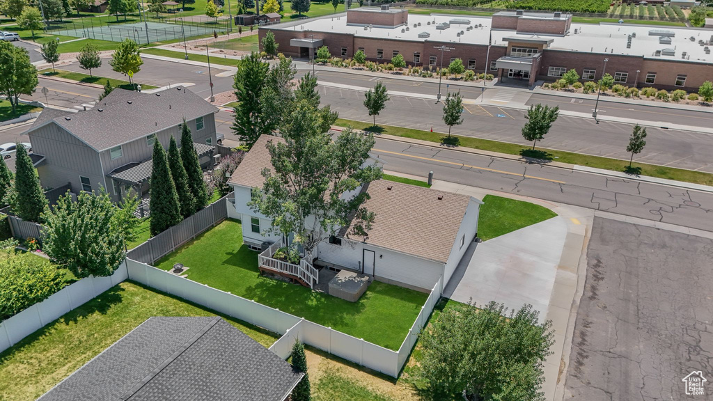 Aerial perspective of suburban area
