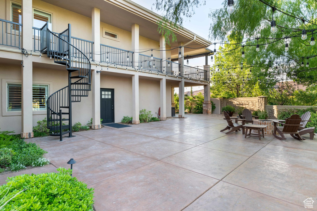 View of patio / terrace featuring stairway