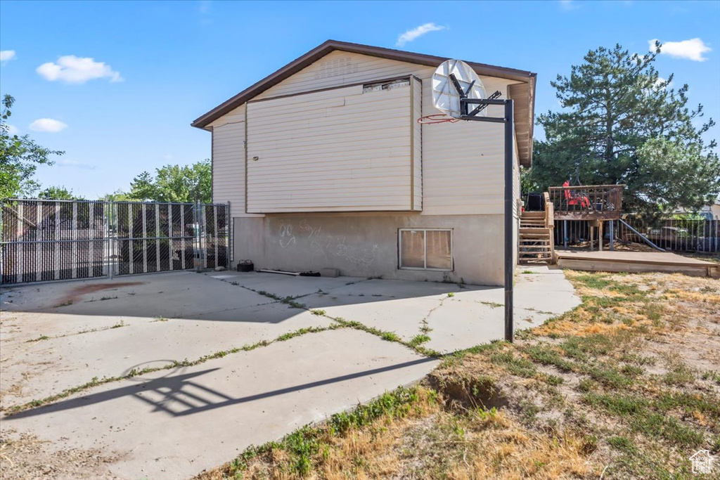 View of outbuilding with stairs