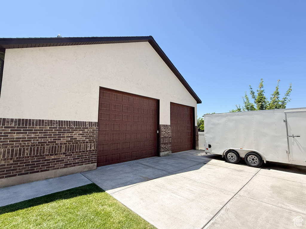 View of detached garage