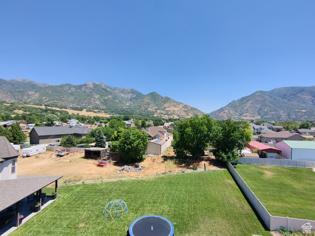 View of mountain background with nearby suburban area