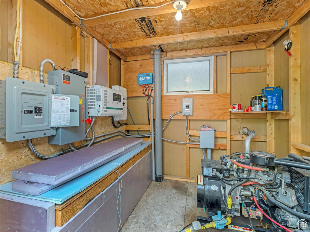 Storage area featuring electric panel