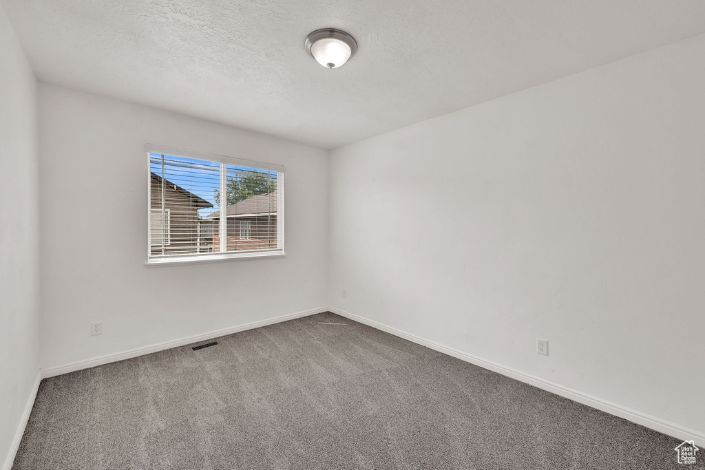 Unfurnished room with carpet floors and a textured ceiling