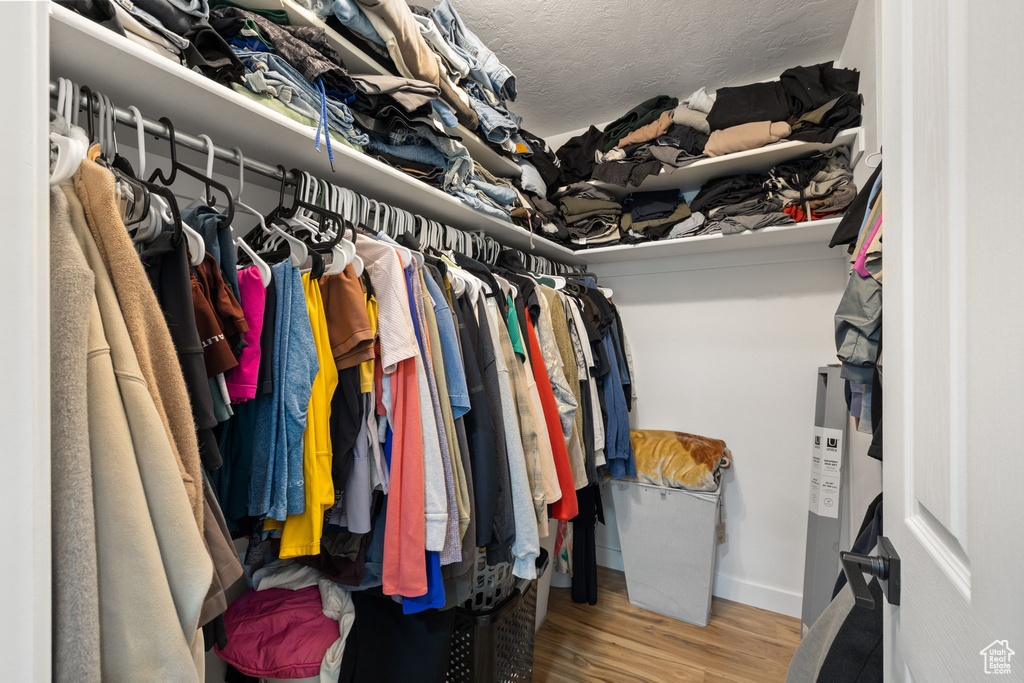 Spacious closet with wood finished floors