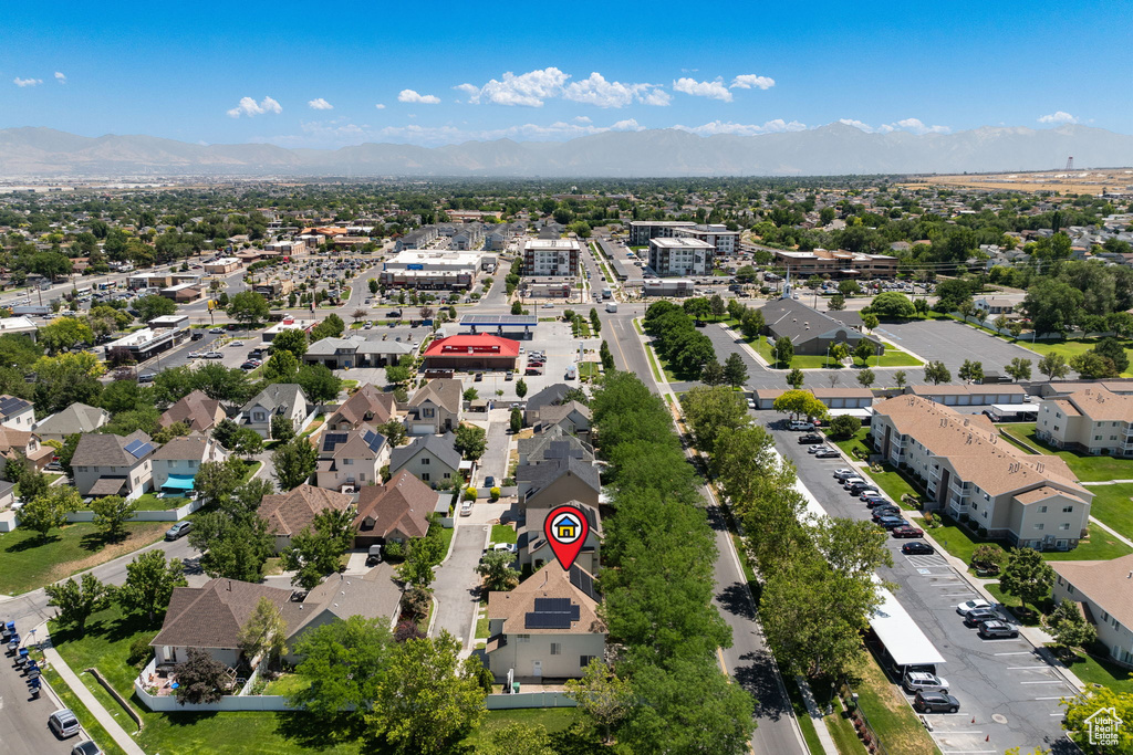 Aerial view of a mountainous background