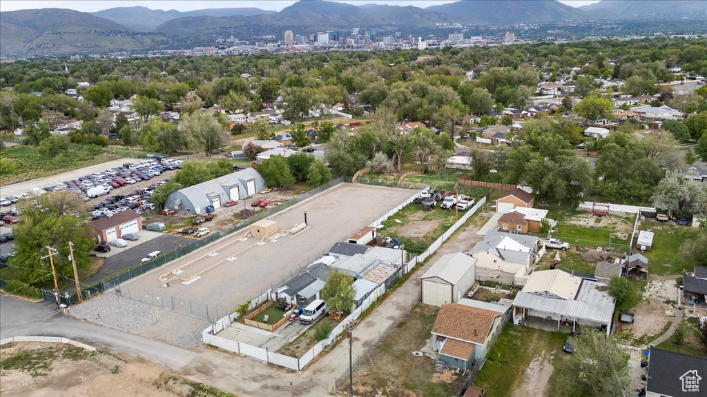 Aerial view of a mountainous background