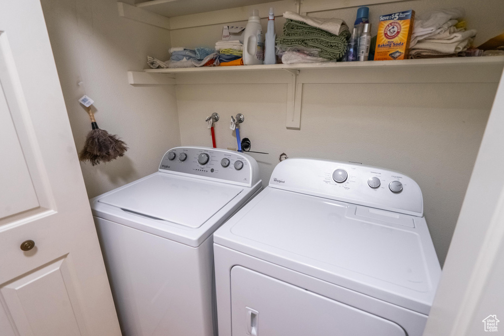 Laundry area featuring washing machine and dryer