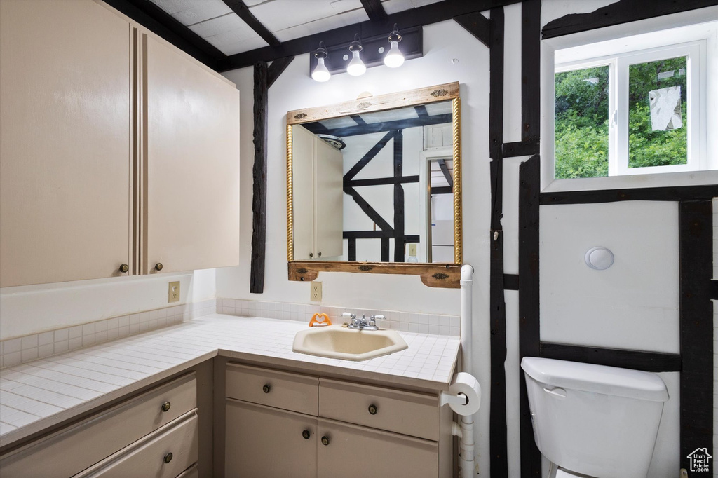 Bathroom with vanity and toilet