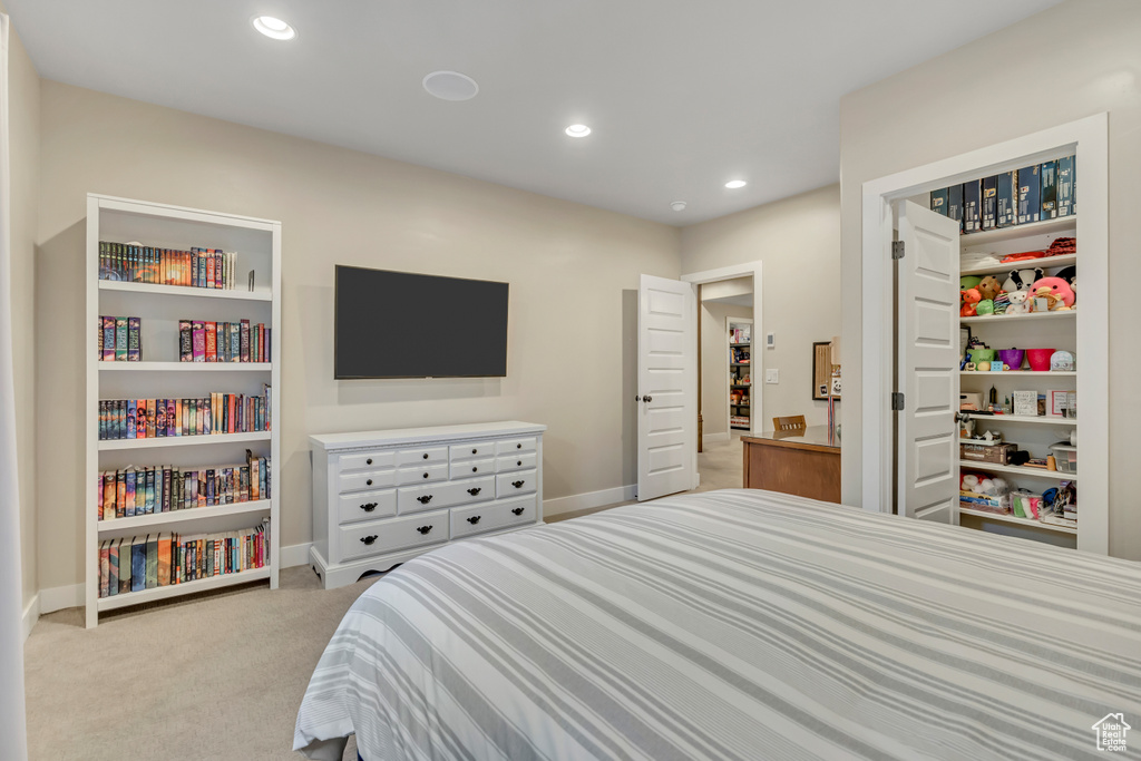 Bedroom featuring carpet floors and recessed lighting