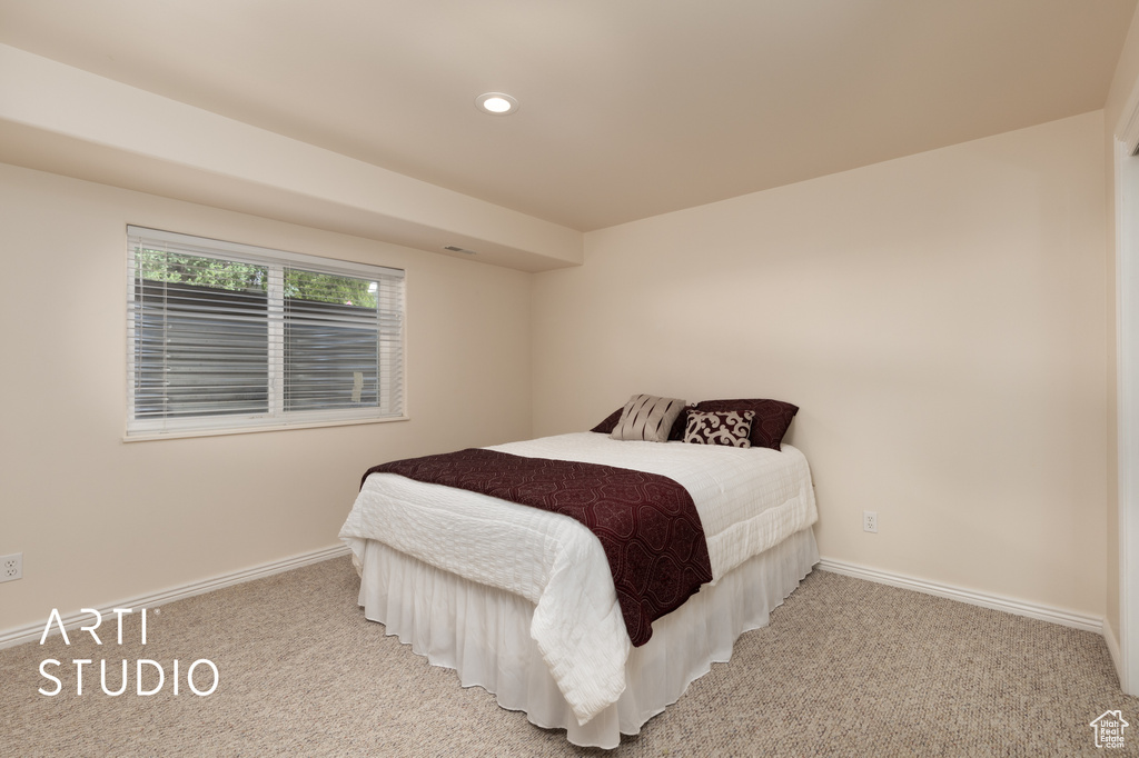Bedroom featuring carpet floors and recessed lighting