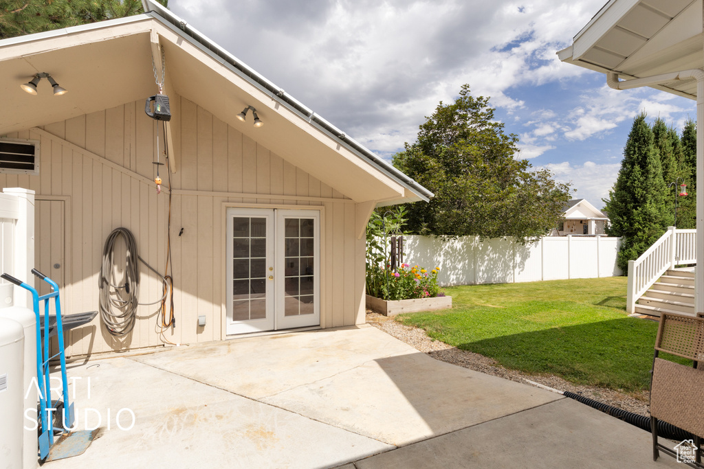 View of patio / terrace featuring french doors